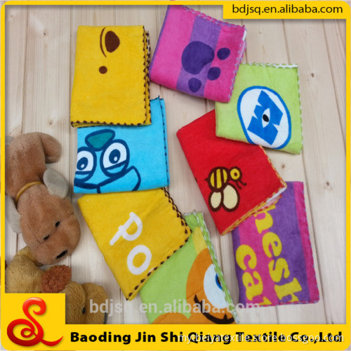 wholesale OEM 100% cotton velour Reactive printing cute towel baby saliva towel